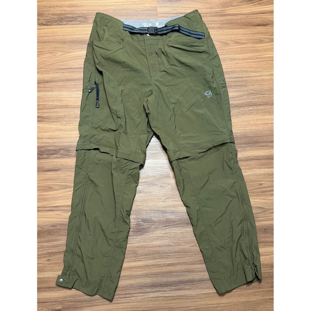 Mountain Hardwear Mens Convertible Belted Hiking Pants Olive Green Sz L/34x31